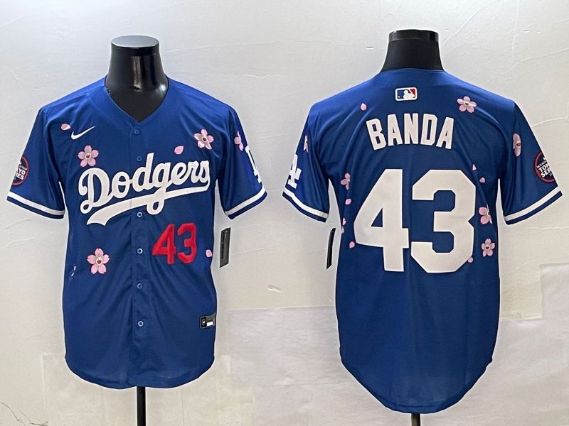 Men Los Angeles Dodgers 43 Banda Blue Sakura Edition 2025 Nike MLB Jersey style 3